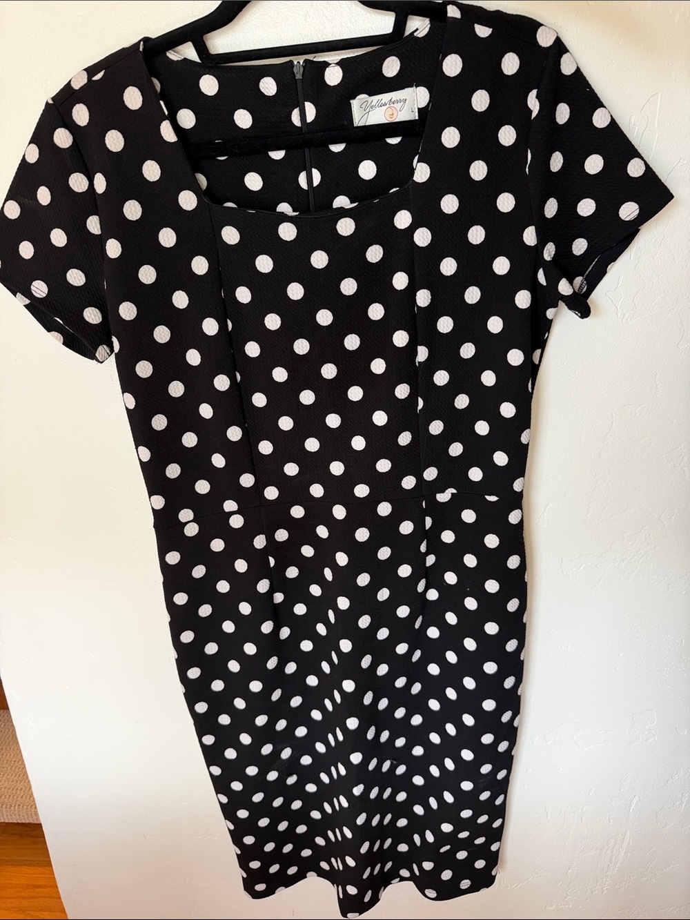 Mikarose Black Midi Dress with White Polka Dots